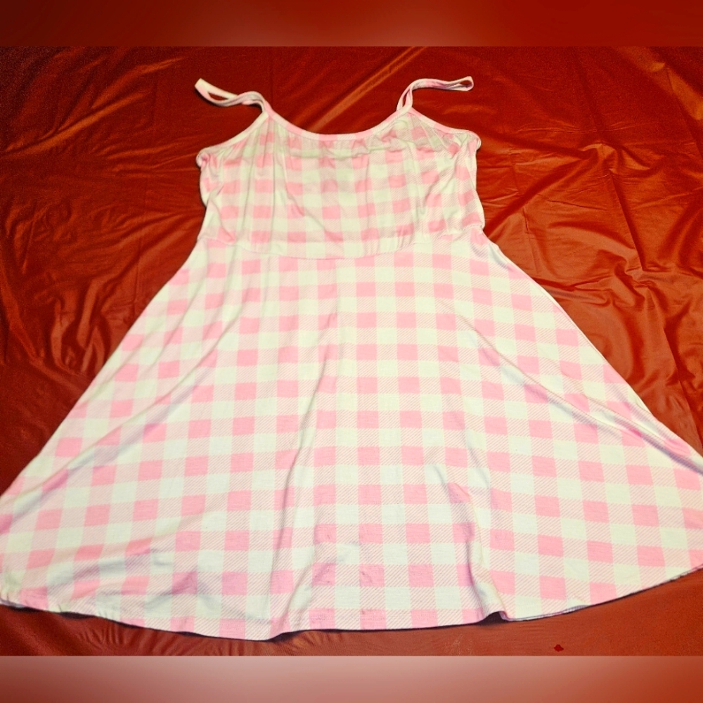 Midnight Hour Babydoll Tank Style Nightgown/Dress NWOT szXL Pink&White